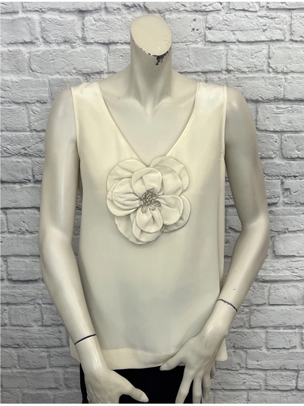 KATE SPADE BEIGE FLORAL PRINT SLEEVELESS TOP SIZE S